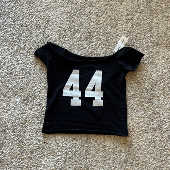Brandy Melville Tops - Brandy Melville Black Short Sleeve Tee with White '44' Graphic